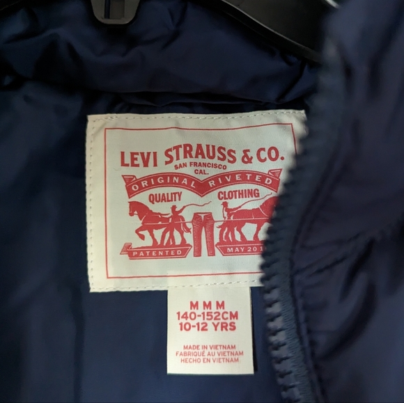 LEVI'S red white and blue colorblock puffer coat youth 10/12 - Picture 2 of 10